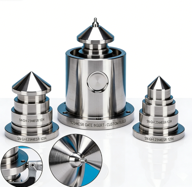 Custom S136 ESR Gate Inserts with DLC / TiN Coating for Cap & Closure Molds